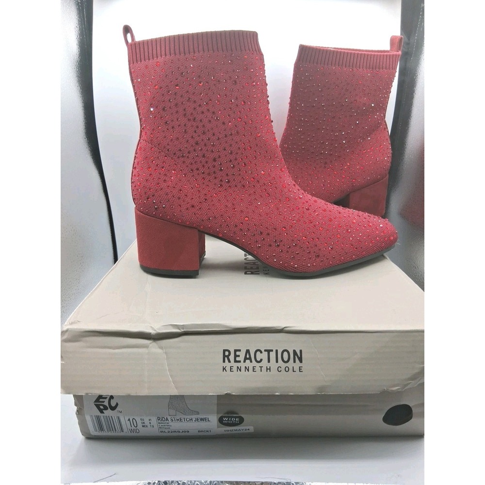 Kenneth Cole Reaction Rida Stretch Jewel Booties Brick Red Womens 10W RL22RSJ09